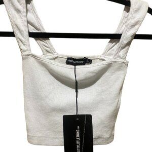 Pretty Little Thing | White Crop Top Basic, Size US 0